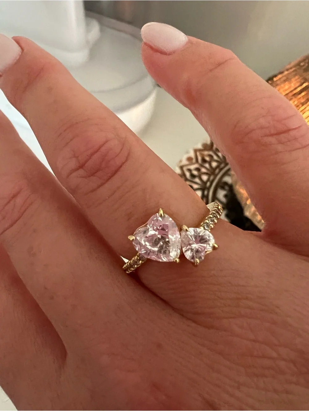 Pandora Double Heart Sparkling Ring